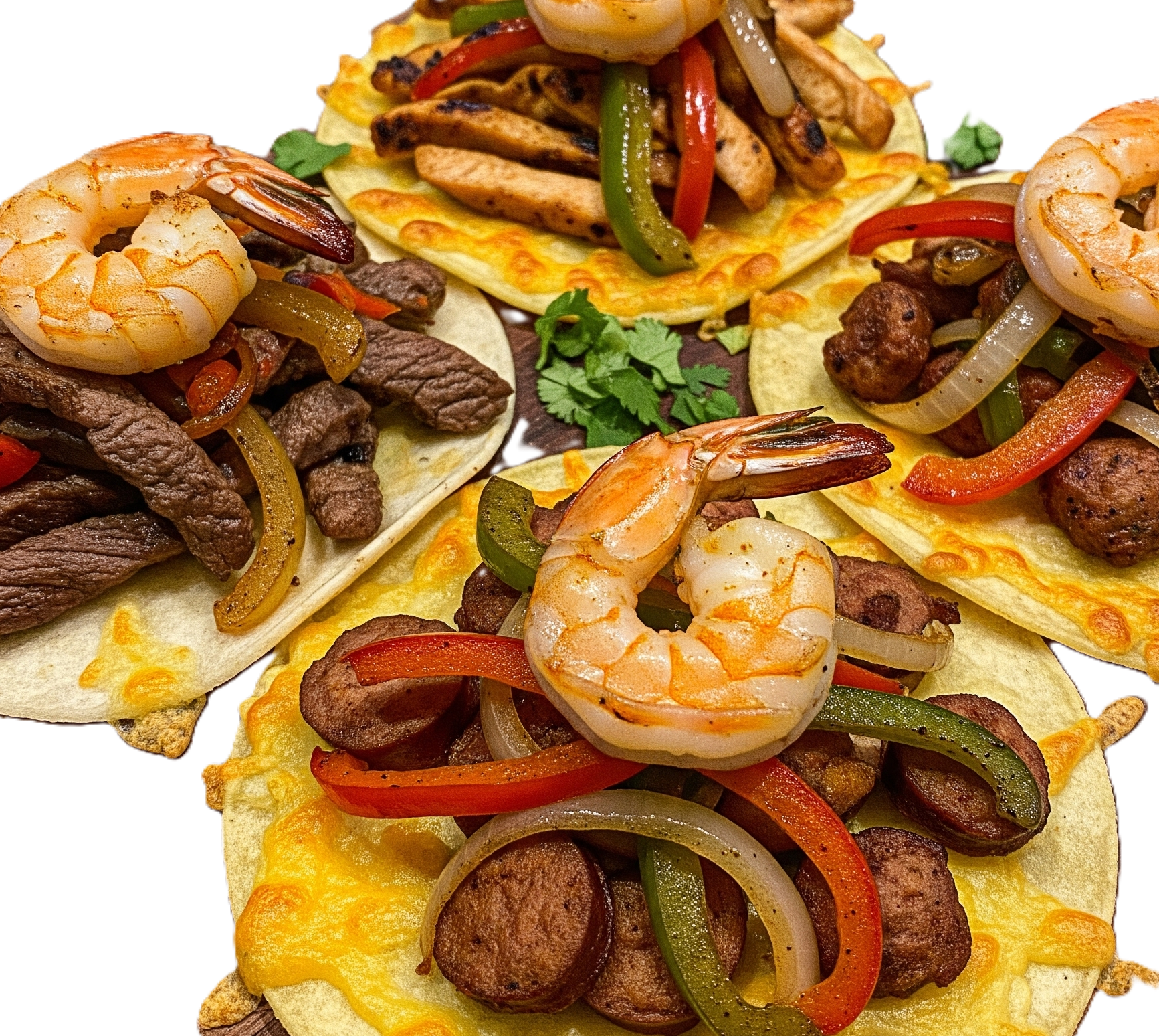 Tacos Cielo, Mar y Tierra con Costra